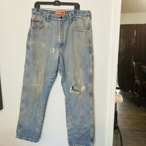 VINTAGE WRANGLER FR Denim Riggs Workwear Flame Resistant Carpenter Jeans 38x32